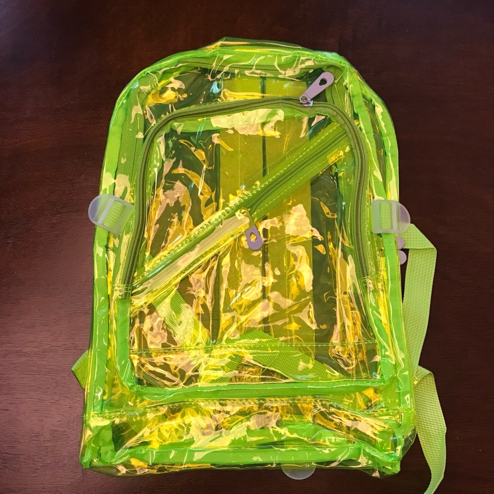 Transparent Clear PU Leather Backpack - Yellow